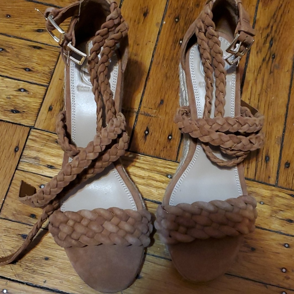 Tory Burch Brown Bailey Ankle Strap  Wedges